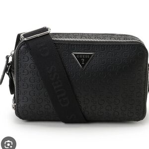 GUESS Black Embossed Faux Leather Crossbody Bag / Fanny Pack